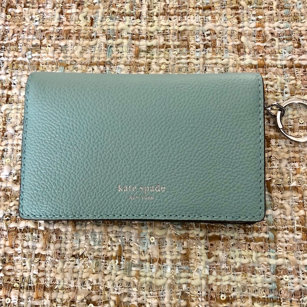 Kate Spade mint keychain wallet NWT